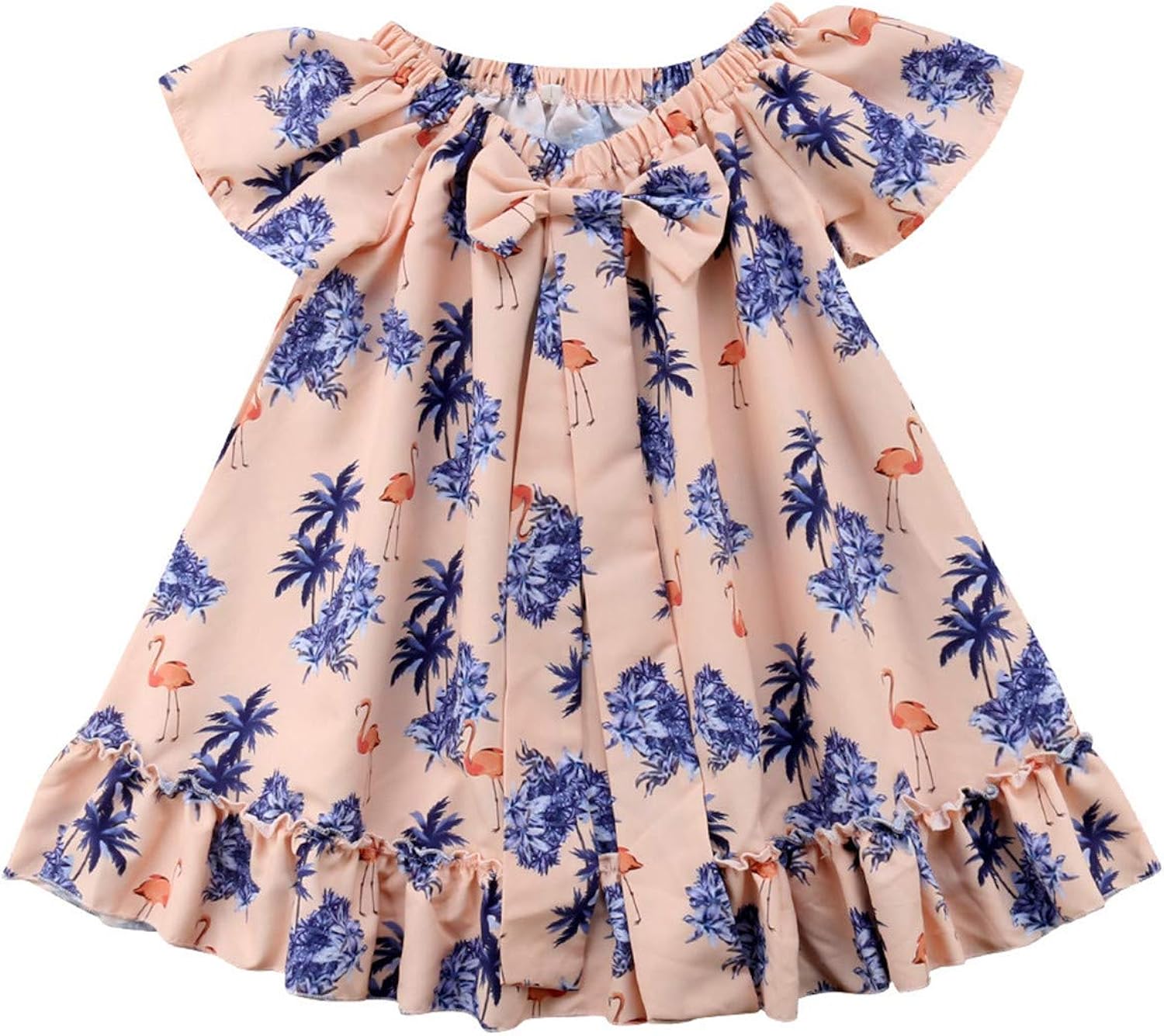 Amazon Com Infant Kids Baby Girls Flamingo Floral Dress Party Short Sleeve Dresses Clothes Clothing