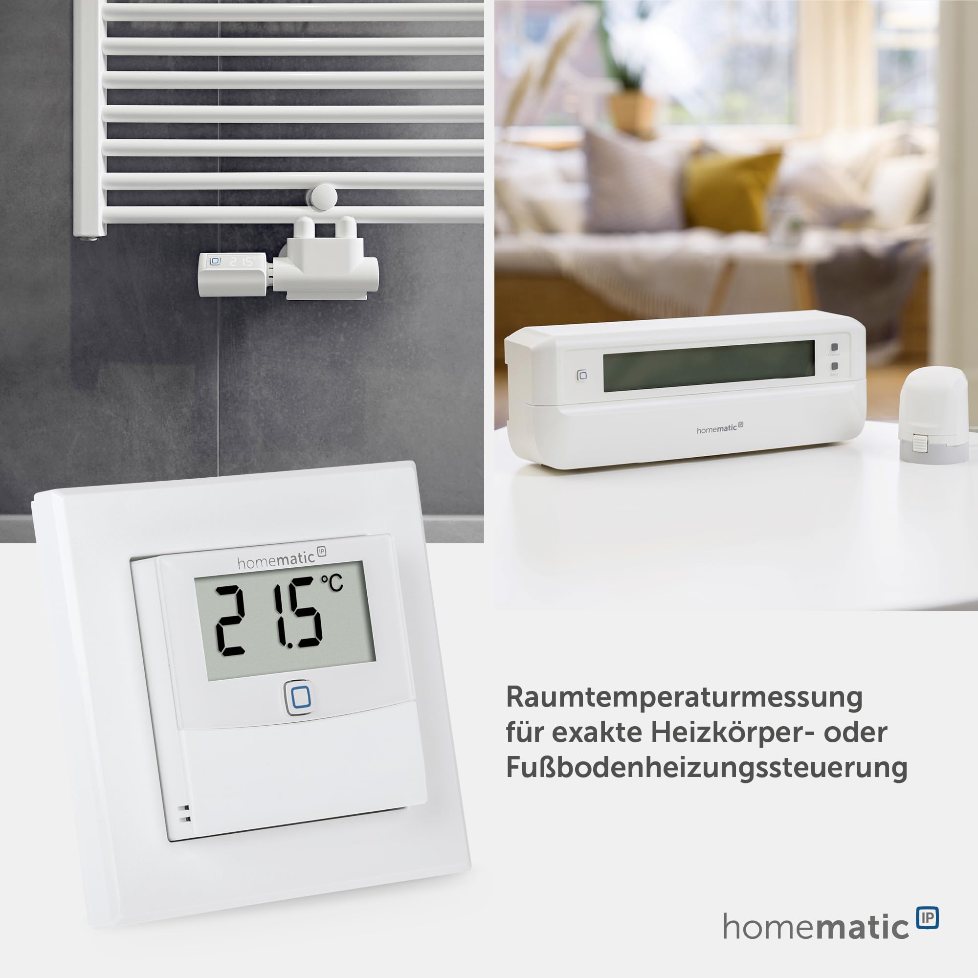 Homematic IP Temperatur- und Luftfeuchtigkeitssensor mit Display – innen, Smart Home, steuert Heizkörper/Fußbodenheizung per App, Alexa, Google Home, Temperaturmessung, Energie sparen, 150180A0 5
