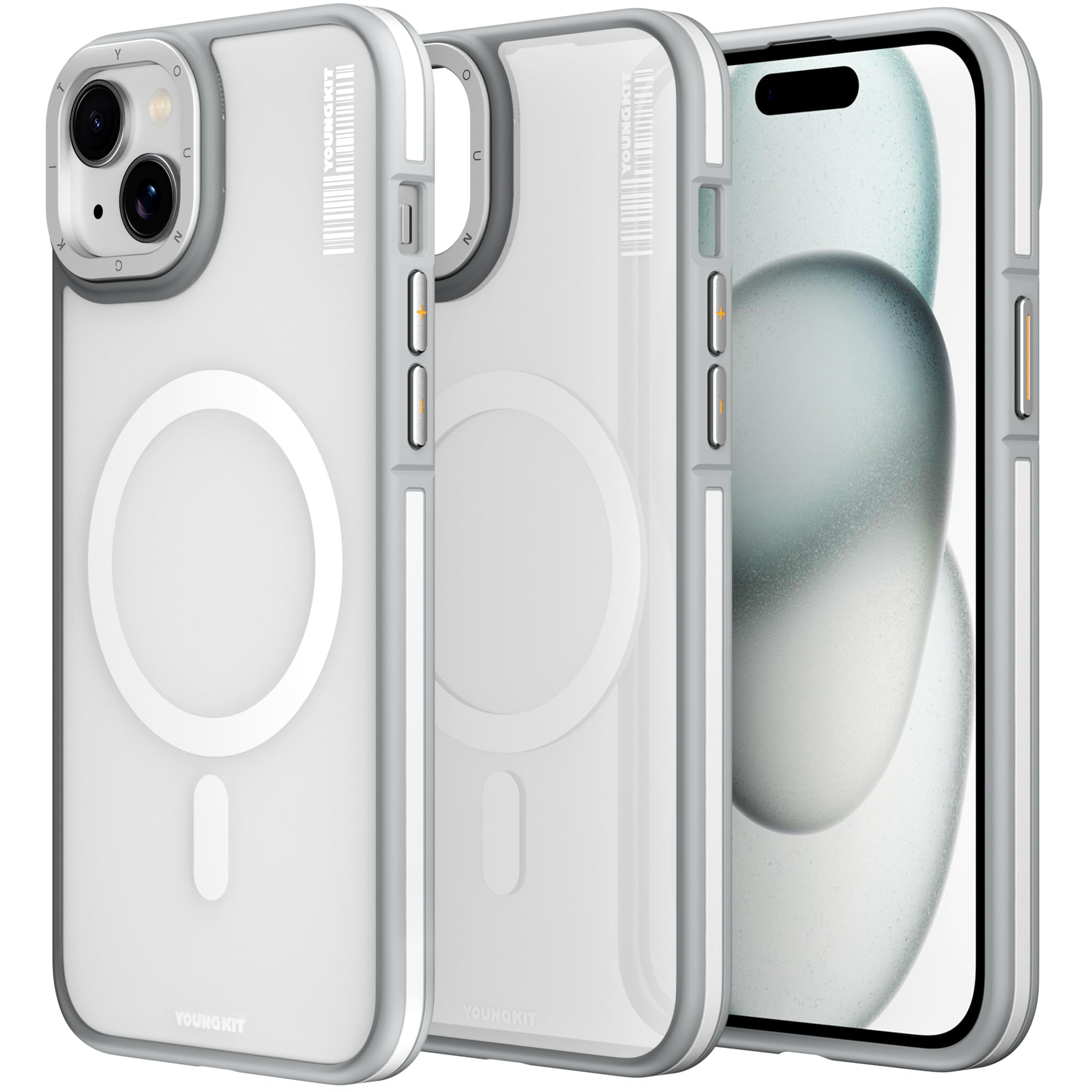 YOUNGKIT iPhone 15 Plus Case, Suitable for MagSafe, Ultra Thin Magnetic Silicone Case, Military Drop Test, Fingerprint and Scratch Resistant, 15 Plus Titanium Mobile Phone Case, Matte Black