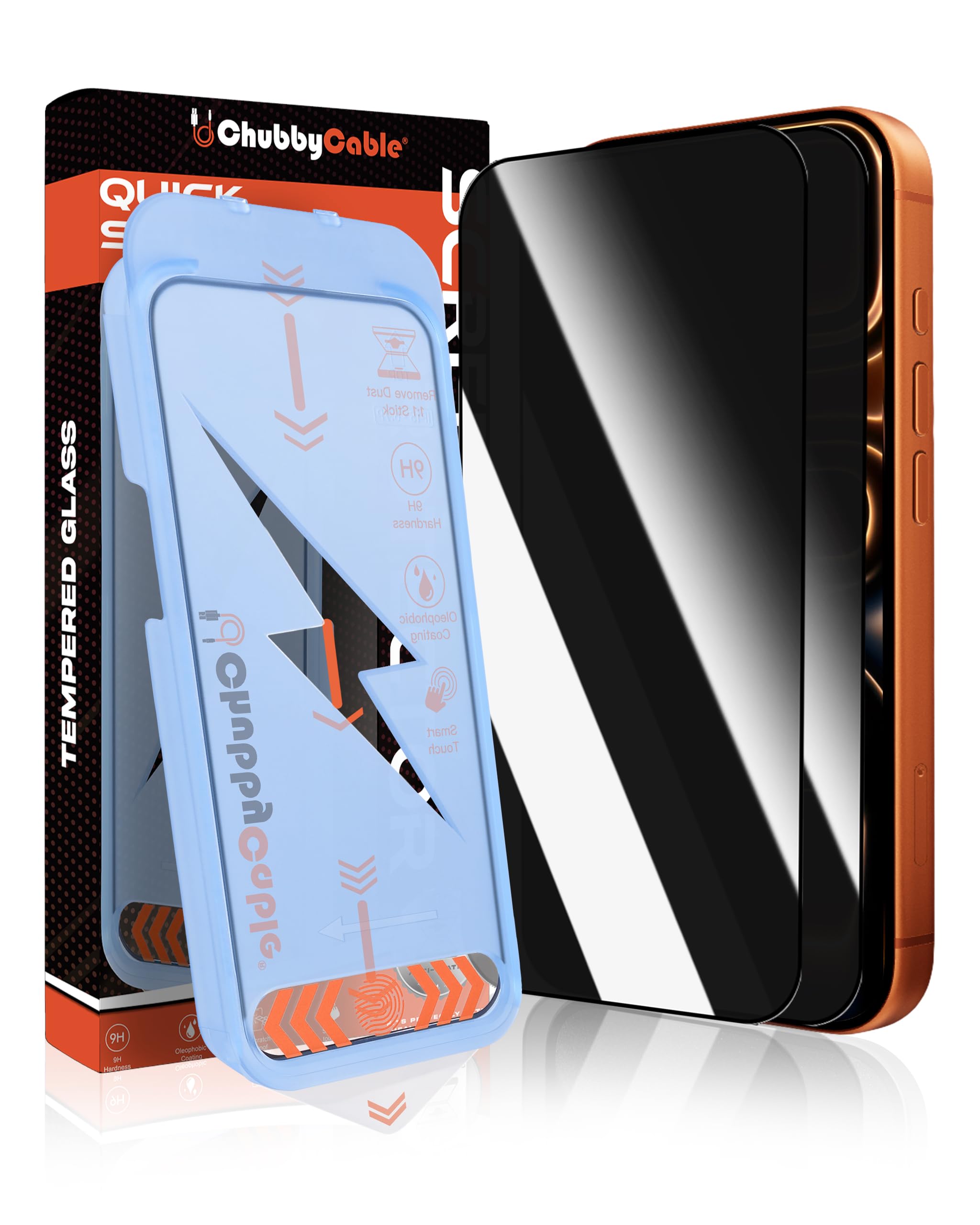 Photo 1 of chubbycable 2PCS Chubby Shield Ultra for iPhone 17 Pro Privacy Screen Protector, Anti-spy Screen Protector Privacy Glass with Ultra-easy Install Box, Auto Dust-Elimination & Bubble Free