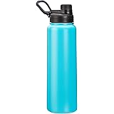 Amazon Basics Stainless Steel Insulated Water Bottle with Spout Lid – 30-Ounce, Teal