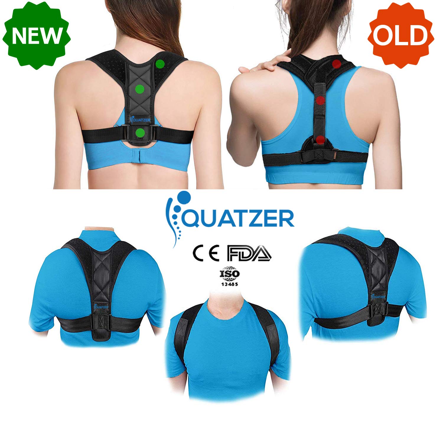 Haltungskorrektur und Rückentrainer für Herren und Frauen - Verstellbare Rückenbandage für gerade Schulterunterstützung - Unterstützung für Wirbelsäule, Nacken - kostenlose Tasche+Ebook+Elastikband