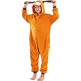HIBCIGA Animal Onesie Costumes for Kids Cosplay Halloween Boys Girls Warm Plush One Piece Brown Dog