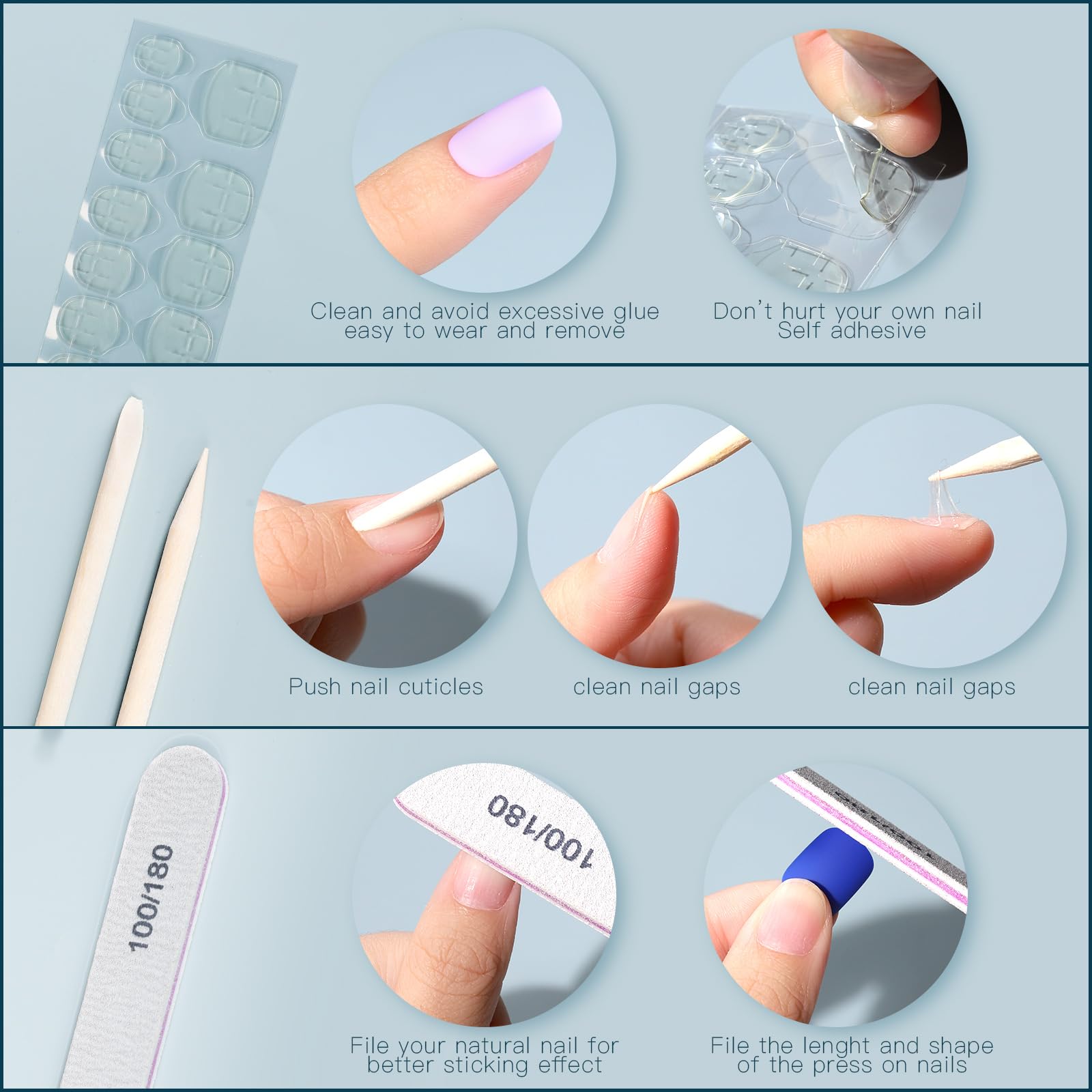 FANDAMEI Press on Nails, 24 Colors 576PCS Press on Nails Short, Matte Glossy Press on Nails Short Square. Glitter Press on Nails Short Round. Natural Fit Lightweight Fake Nails Natural for Nail Art - Image 6