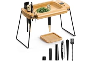 SafeDelux Foldable Wooden Rolling Tray Set with Cone Loader, Cone Filler - Rolling Tray with Cone Loader, Complete Rolling Tray Kit with Smell Proof Tube & Pre-Roll Machine(Brown-Single Hole)