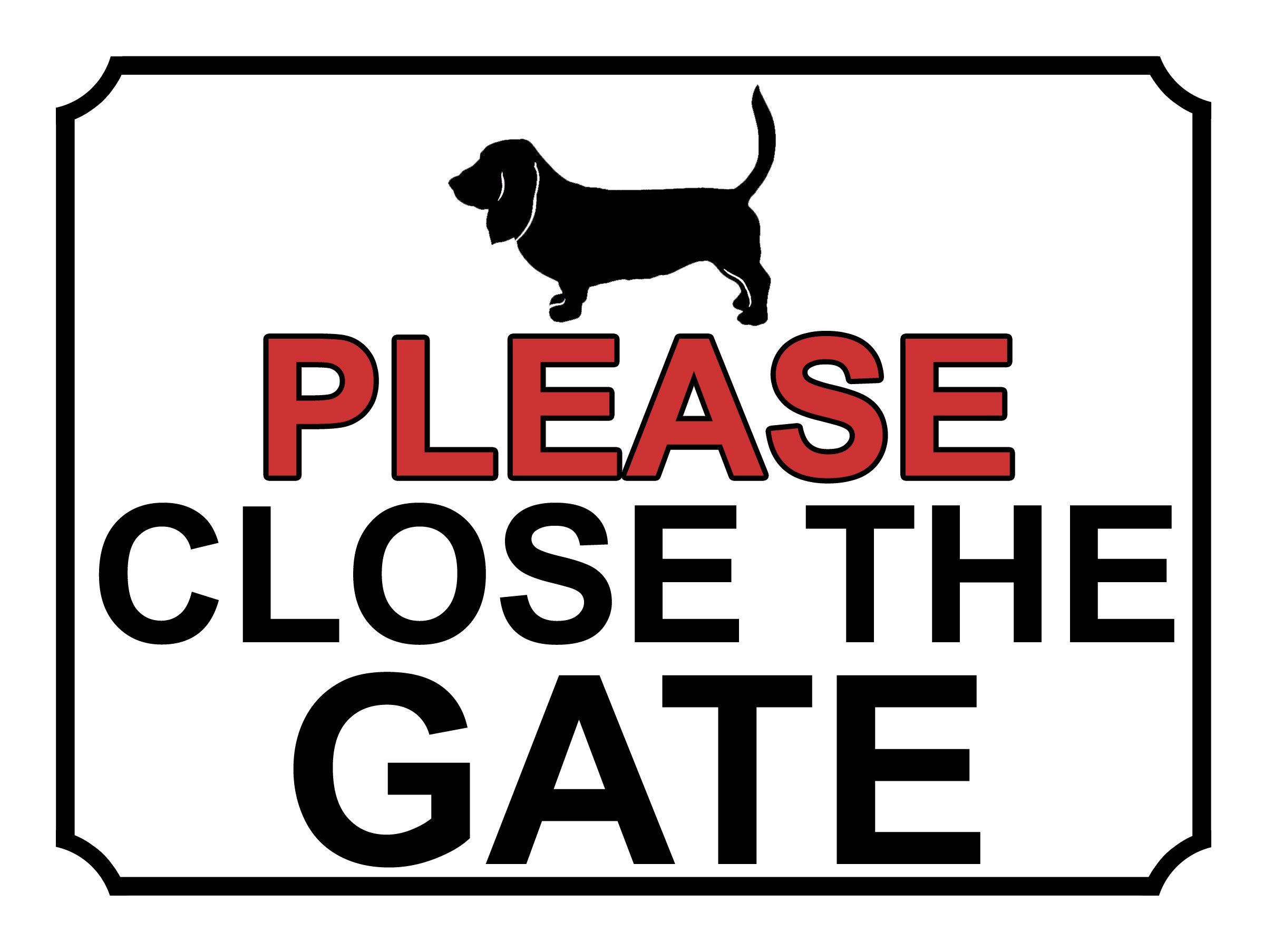 SHAWPRINT PLEASE CLOSE THE GATE DOG THEME METAL SIGN 200MM X 150MM (461H1)