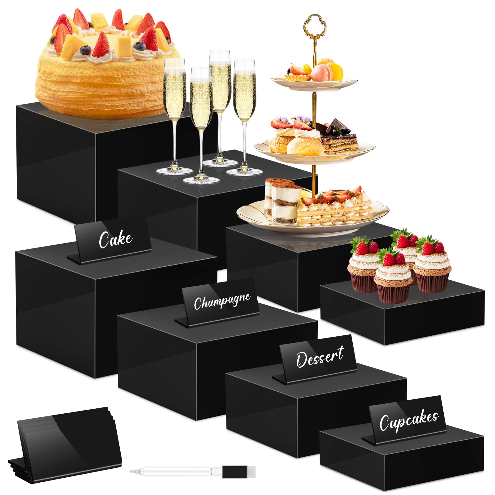 Candy Table Riser Buffet Risers Set of 8 Acrylic Cube Display Stands Box Risers with ...