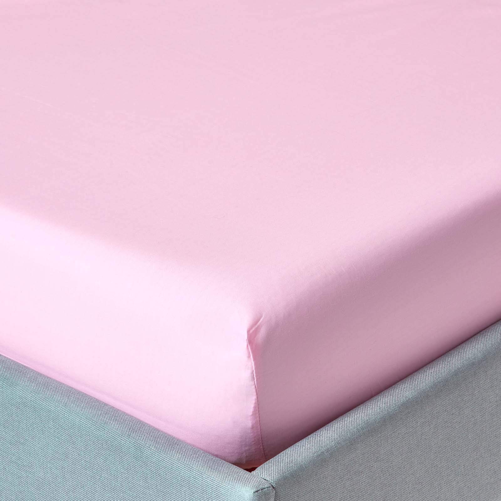 HOMESCAPES Pink Deep Fitted Sheet (12”) Small Double 200 TC 400 Thread Count Equivalent Pure Egyptian Cotton Bed Sheet with Fully Elasticated Skirt