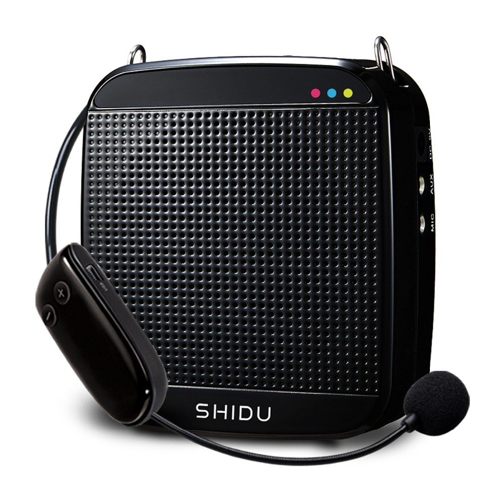 SHIDU Wireless Voice Amplifier UHF 18W Portable Rechargeable PA System Loudspeaker with Wireless Microphone Headset for Teachers, Singing, Fitness Instructors, Yoga, Tour Guides