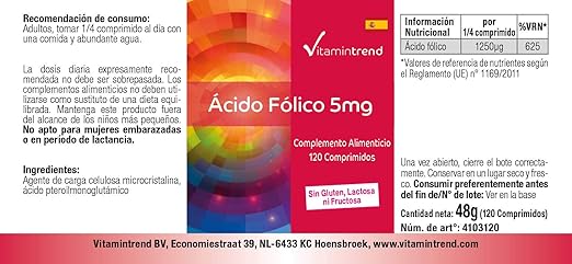 Acido Folico 5 Mg In Compresse 120 Compresse Per 480 Giorni Solo Un Quarto Di Compressa Al Giorno Vegan Alto Dosaggio Amazon It Salute E Cura Della Persona
