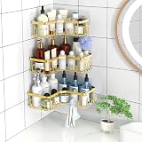 Menbyci 3 Pack Corner Shower Caddy Adhesive Stainless Gold 18 Hooks view 9