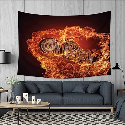 Amazon Com Anhuthree Manly Tapestry Wall Tapestry Chopper Bike