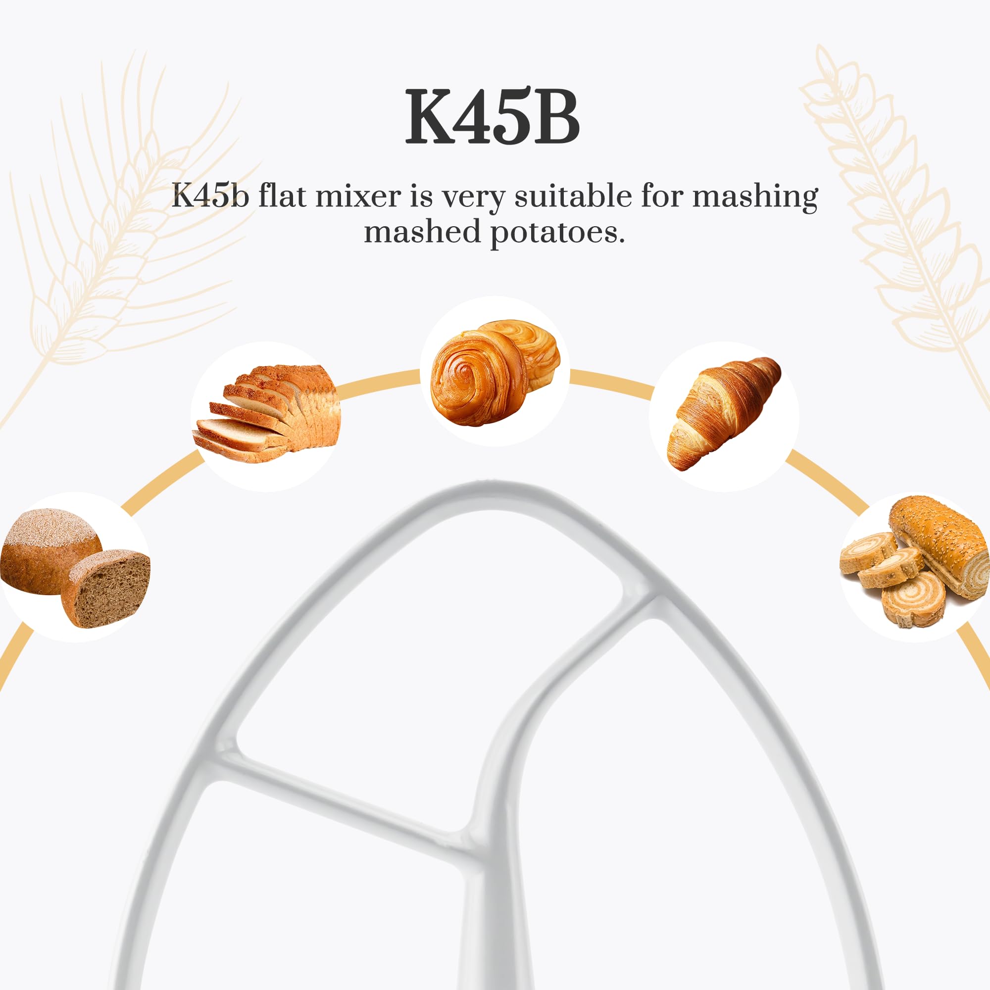 [2025 NEW] Stainless Steel K45DH Coated Anti-Stick Dough Hook & K45WW Wire Whip & K45B Coated Flat Beater Stand Mixer Accessories For Kitchen Tilt-Head Aid Stand Mixer by puxyblue