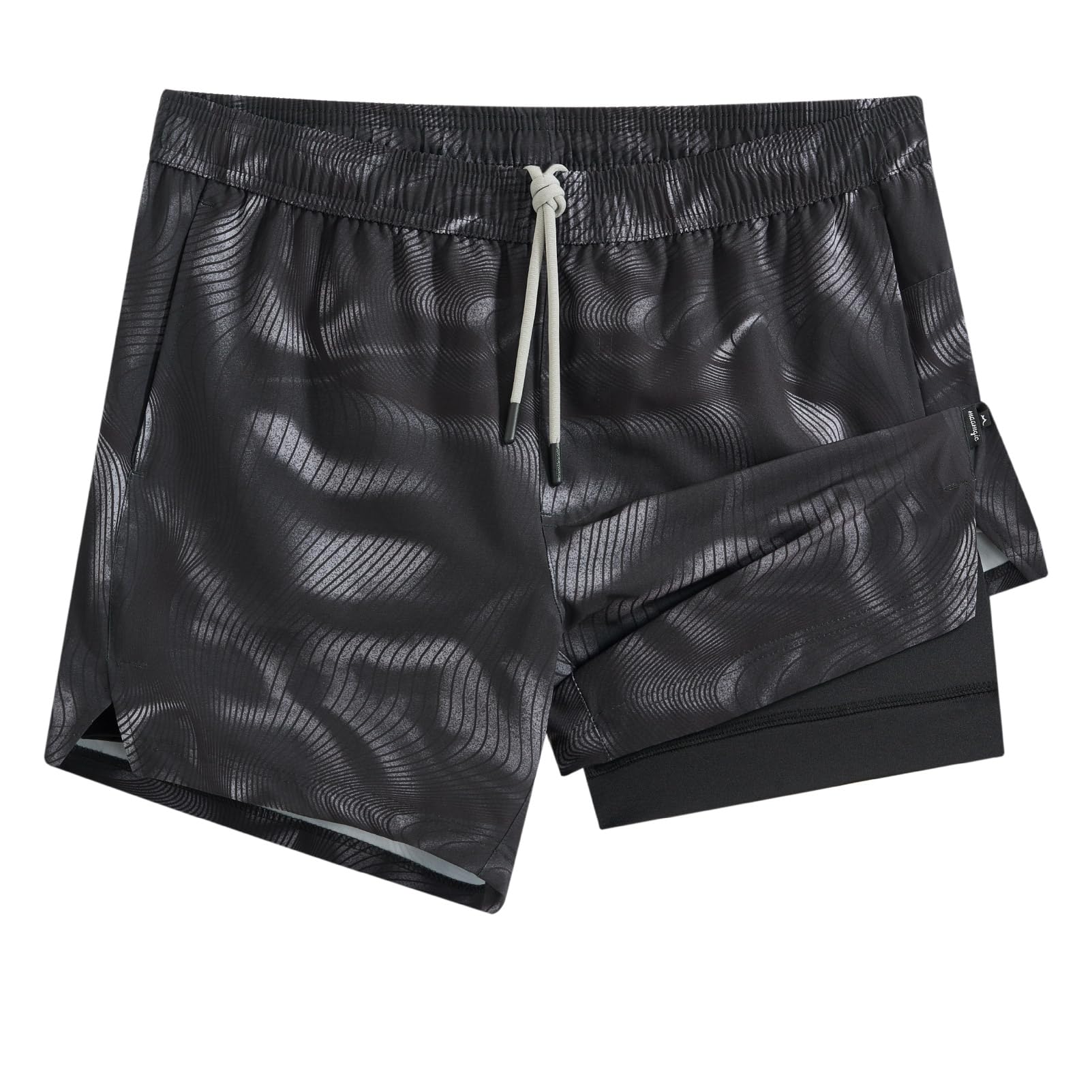 maamgic Mens 5" Gym Running Shorts for Men 2 in 1 Quick Dry Workout Athletic Shorts Modern Black XX-Large Image