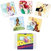 SmileMakers Disney Princess Stickers - 100 Bulk Licensed Stickers | 100 Stickers, 5 Disney Princess Designs, 2.5 Inch Square, Hypoallergenic Latex-Free Paper, Officially Licensed Disney