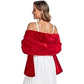 Pukguro Faux Fur Shawl Wraps for Wedding Womens Soft Winter Scarf Shrug Formal Party