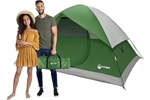 WAKEMAN 4 Person Camping Tent with Rainfly and Carrying Bag - Easy Pop Up Family Tents for Camping Essentials, Beach, Hiking, Backpacking, Mountaineering and Camp Travel