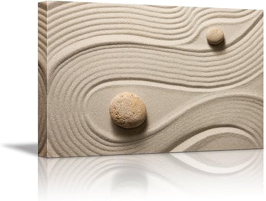 Amazon Com Canvas Wall Art Zen Garden Zen Stone And Sand Modern Home Art Canvas Prints Giclee Printing Wrapped Ready To Hang 16 X 24 Posters Prints