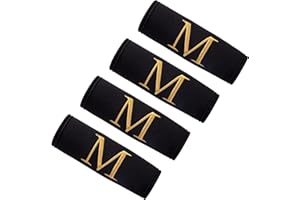 CHOIEO 4 Pcs Initial Luggage Handle Wraps, Luggage Grips, Luggage Handle Sleeves, Suitcase Handle Grips, Bag Handle Wraps, Travel Bag Handle Covers (Black, M)