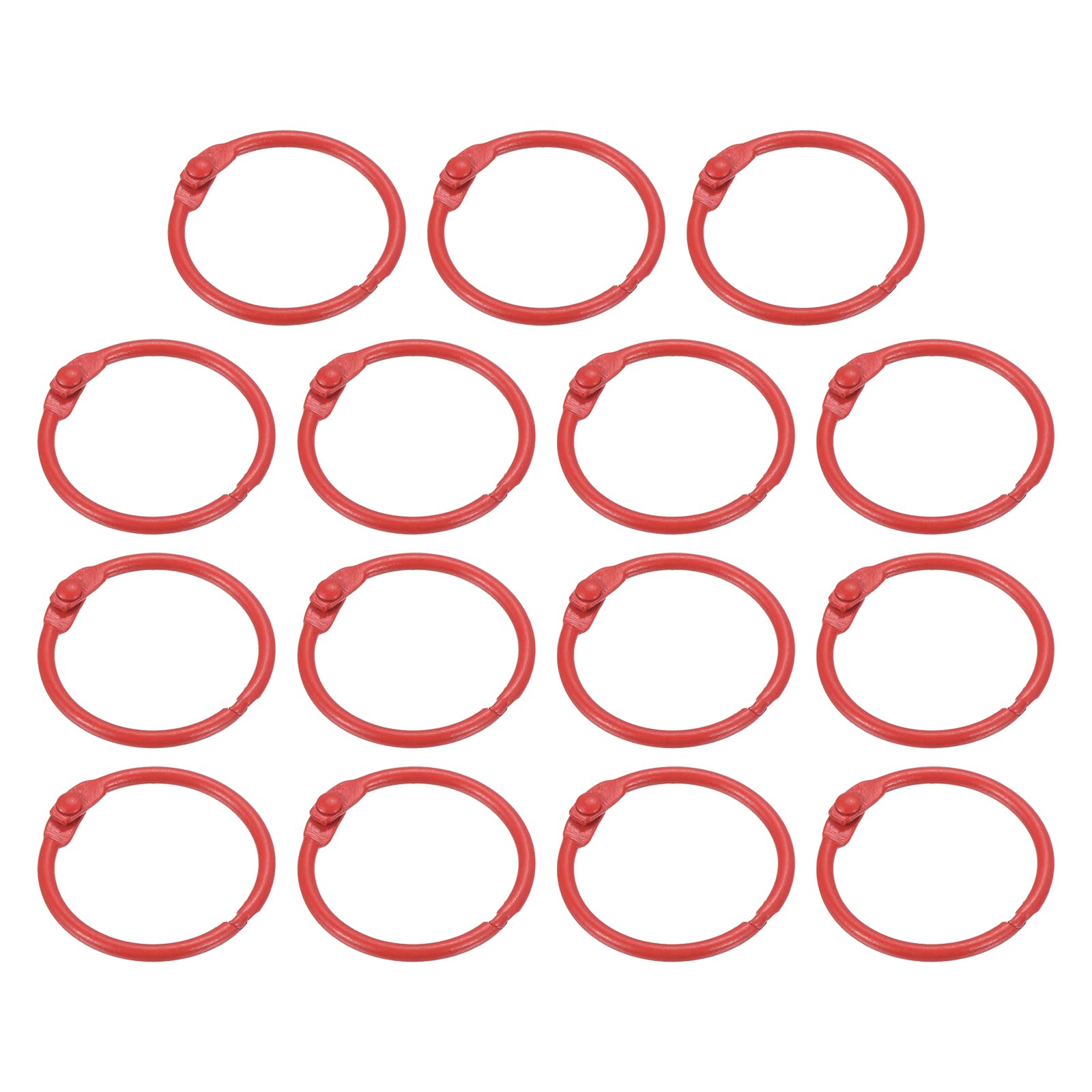 PATIKIL Loose Leaf Binder Rings 1 Inch, 15 Pack Metal Flash Card Book Binding Rings for Key Chain Index Card Scrapbooks, Red — image 1