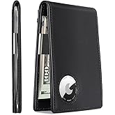 LORZOR Money Clip AirTag Wallet - Mens Genuine Leather Wallets Slim Front Pocket RFID Blocking Card Holder Minimalist Wallet Bifold with Present Box (Airtag Not Included)