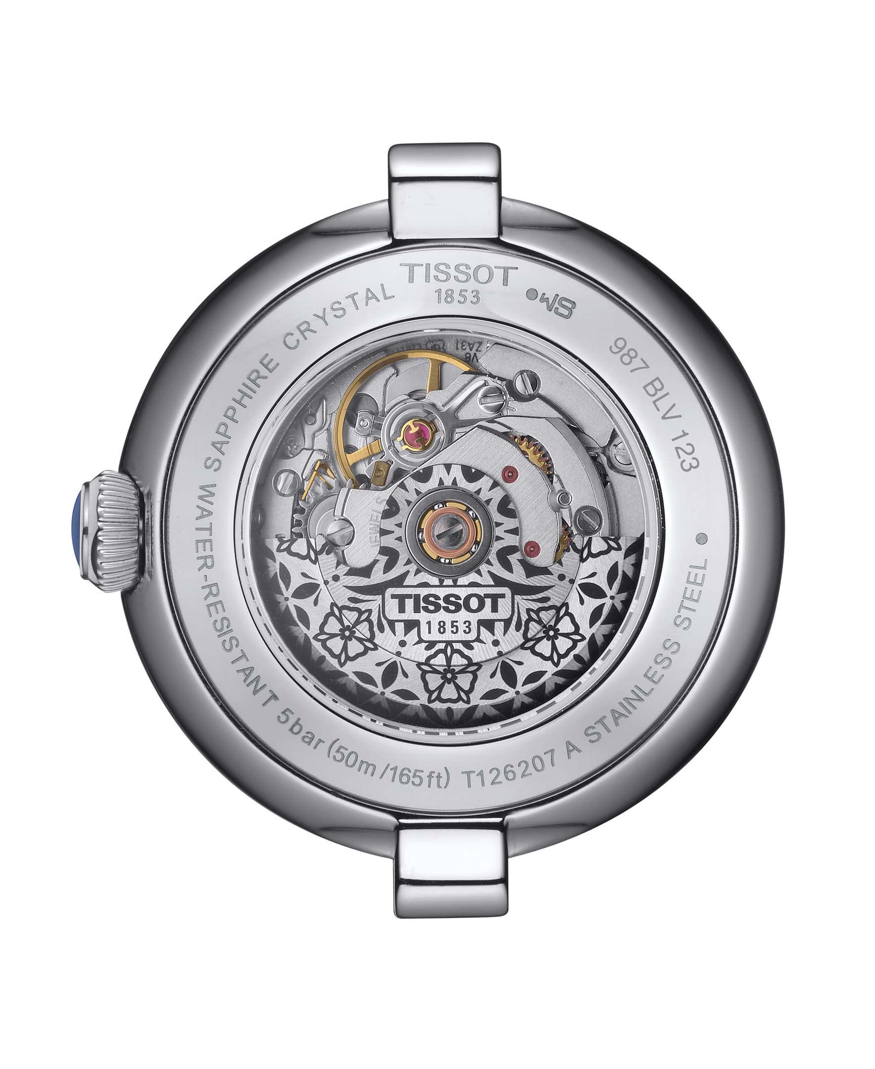 Tissot Womens Bellissima Automatic 316L Stainless Steel case Automatic Watch, Blue, Leather, 5 (T1262071601300)
