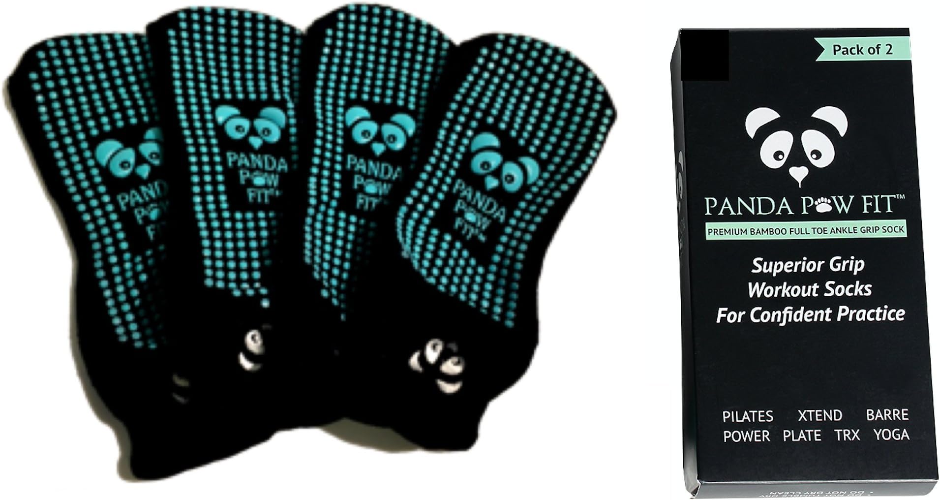Panda Paw Fit Best Bamboo Non Slip Yoga Socks For Pilates| Bikram| HOT Yoga|Ashtanga |Slippery Floors|Hospital Rehab. Eco| Breathable| Hygienic Grippy Traction Socks with Sticky Bottom for Stability