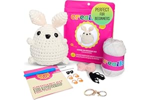CREATKITS Easy Crochet Kit for Beginners Animals - Learn to Crochet Kits for Beginners - Rabbit Crochet Box