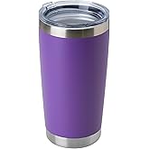 DOMICARE 20oz Stainless Steel Tumbler Bulk with Lid, Double Wall Vacuum Insulated Travel Mug, Powder Coated Coffee Cup (Powder Purple, 1)