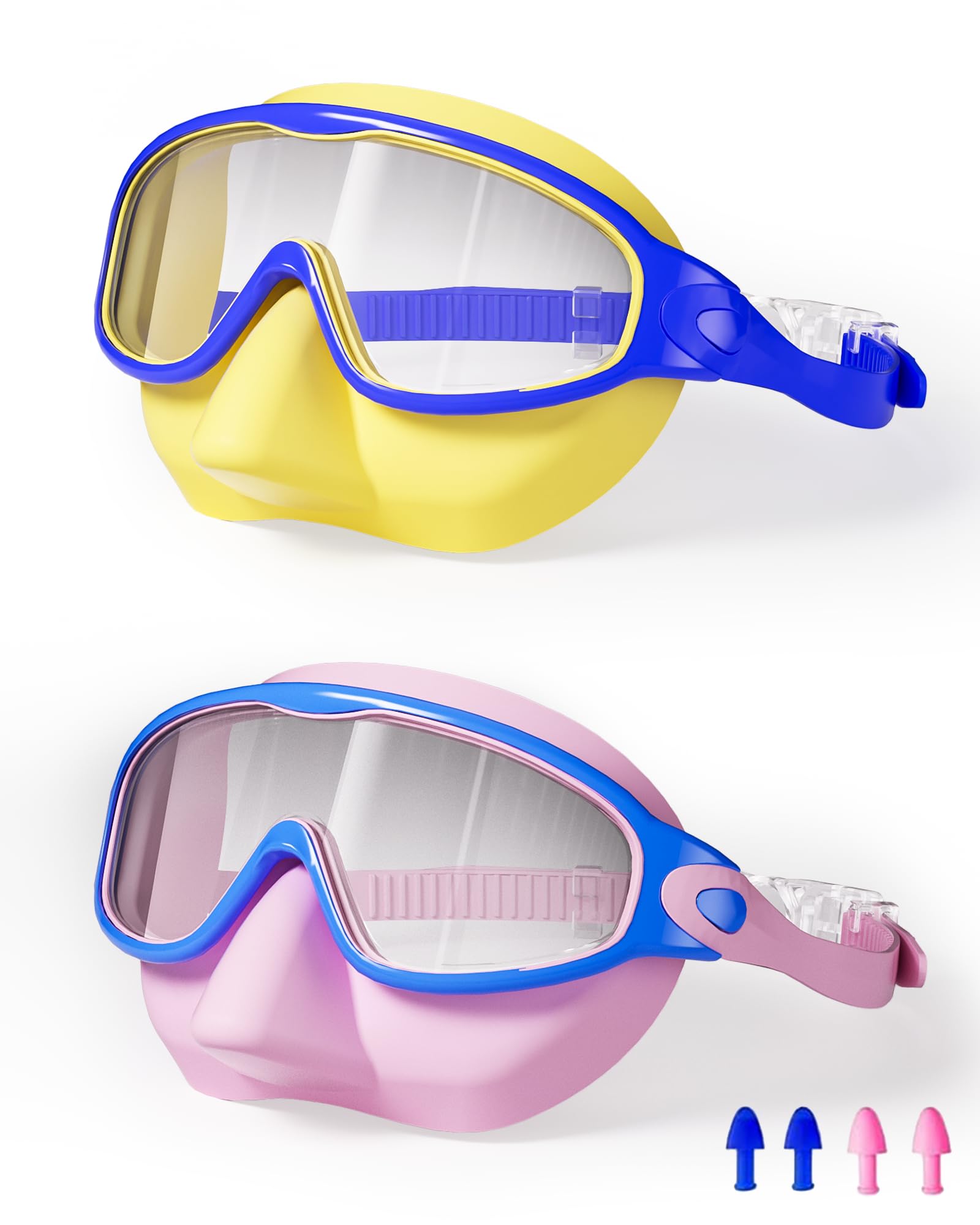 YLKJSWIM Swim Goggles for Kids 2 Pack Anti-Fog UV Protection with Nose Pads