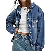 EMMIOL Womens Jean Jackets Long Sleeve Double-breasted Button Casual Denim Coat with Pockets