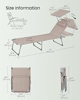 SONGMICS Folding Sun Lounger 193x53x29 cm with Sun Visor Taupe GCB192K01 view 7