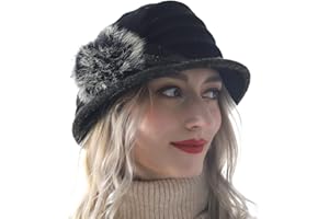 VECRY Women's Wool Dress Church Cloche Hat Bucket Winter Floral Hat