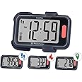 CoolFire - 2025 Indoor & Outdoor Pedometer for Walking Steps and Miles, Calories, Step Counter for Walking, 3D Simple Clip On Step Tracker for Women, Large Display, Auto Reset, App Optional (Black)