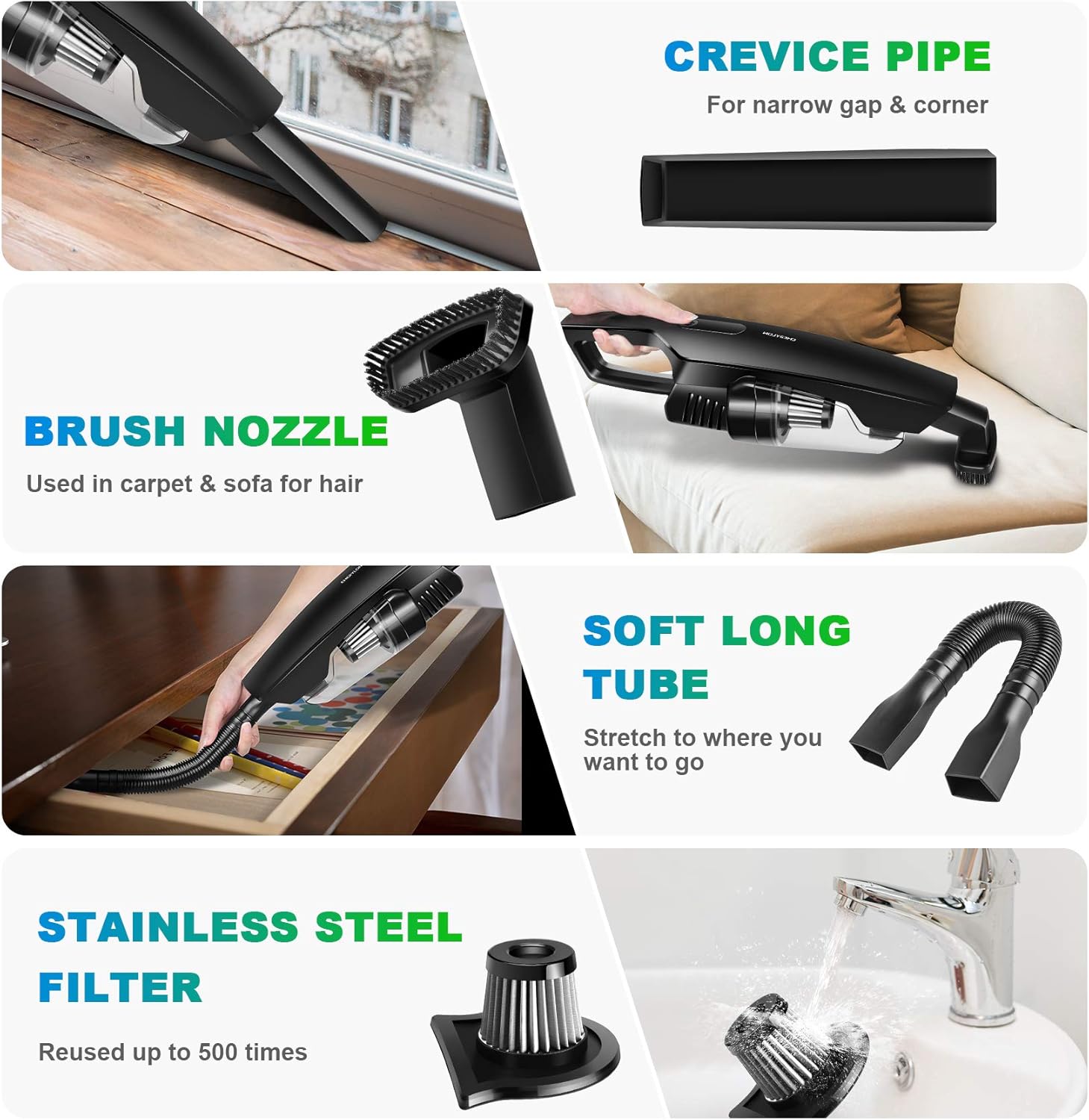 Handheld Vacuum Cordless, CHERYLON Portable Vacuum with 150W High Power and 8000Pa, Mini Car/Home Vacuum Cleaner Powered by Lithium Ion Cordless Hand Vacuum -