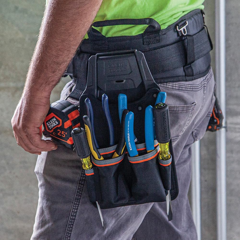 Klein Tools 55919 Tool Belt, Electrician Tool Belt for use with Modular Pouches from Klein Tools Click Lock Modular System, Size L