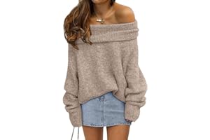 LILLUSORY Womens Off The Shoulder Sweater Oversized Batwing Sleeve Loose Pullover Sweaters Tops