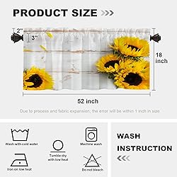 Batmerry White Yellow Sunflower Kitchen Valances