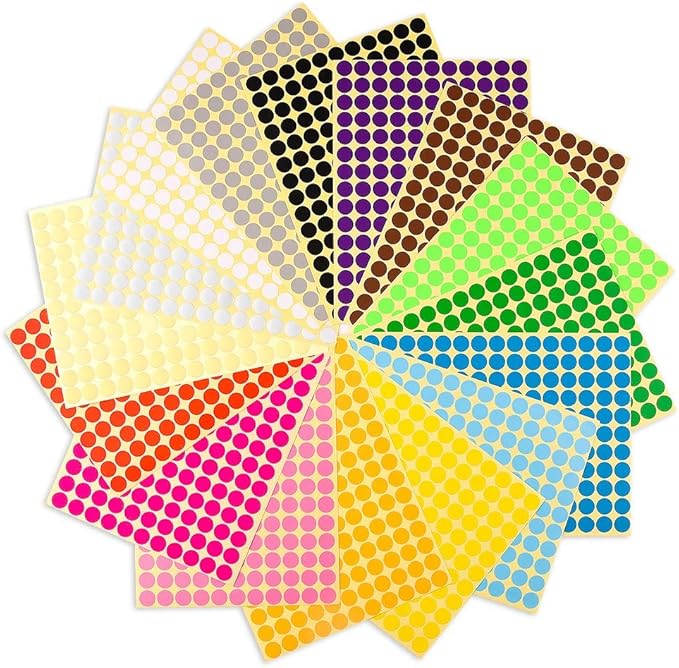 Etichette Adesive Bollini Colorati Rotonde, 1536 PCS Rotonda Tenuta