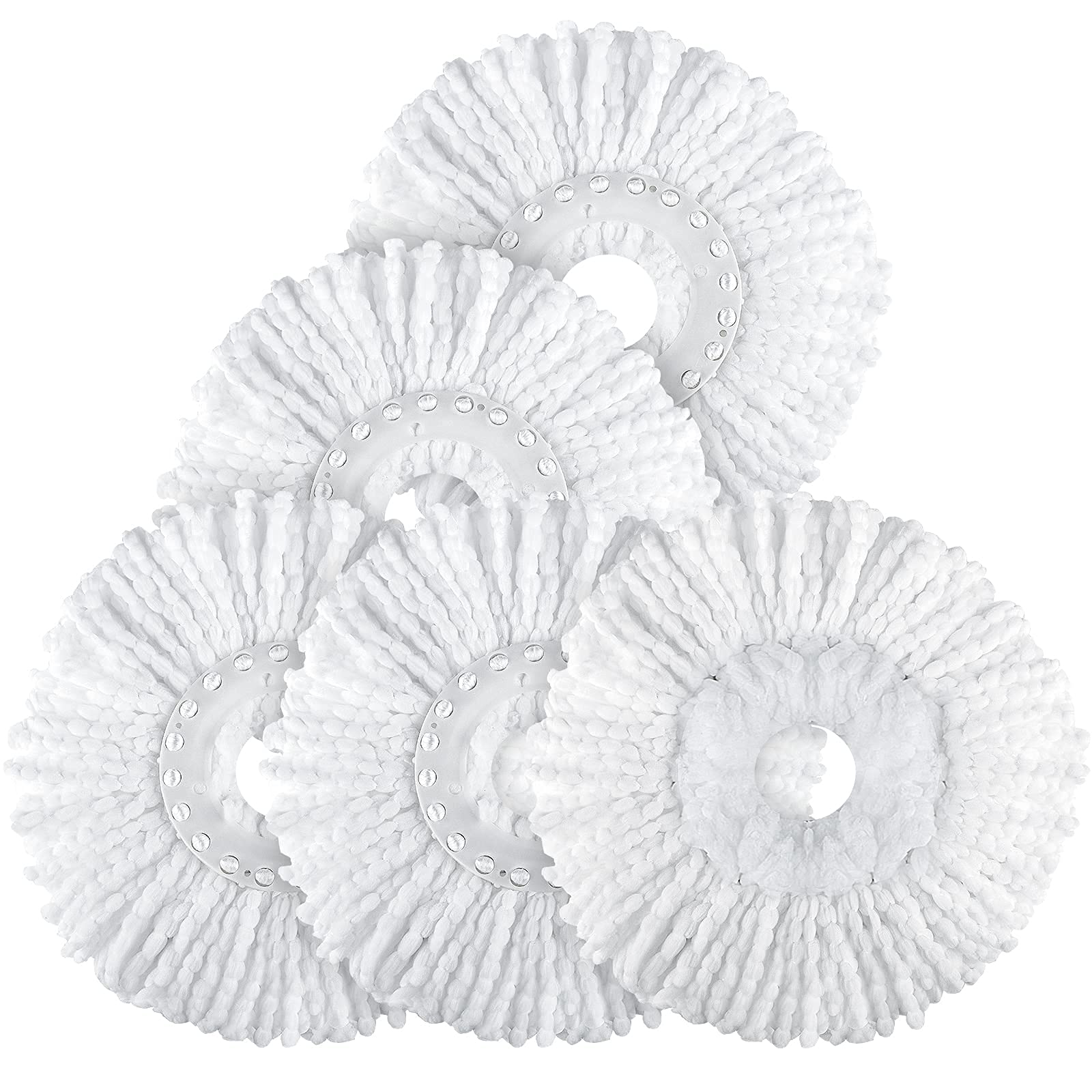 Photo 1 of (unknown if complete) Spin Mop Replacement Head 5 Pack Magic Mop Refill for Hurricane 360° Systems, Microfiber Spin Mop Head, Round Shape Standard Universal Size