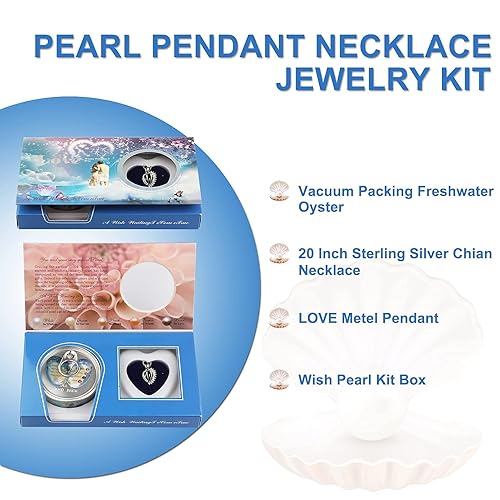 Zehao Wish Pearl Necklace Kit,Mysterious Oyster Pearl Gift Set,DIY