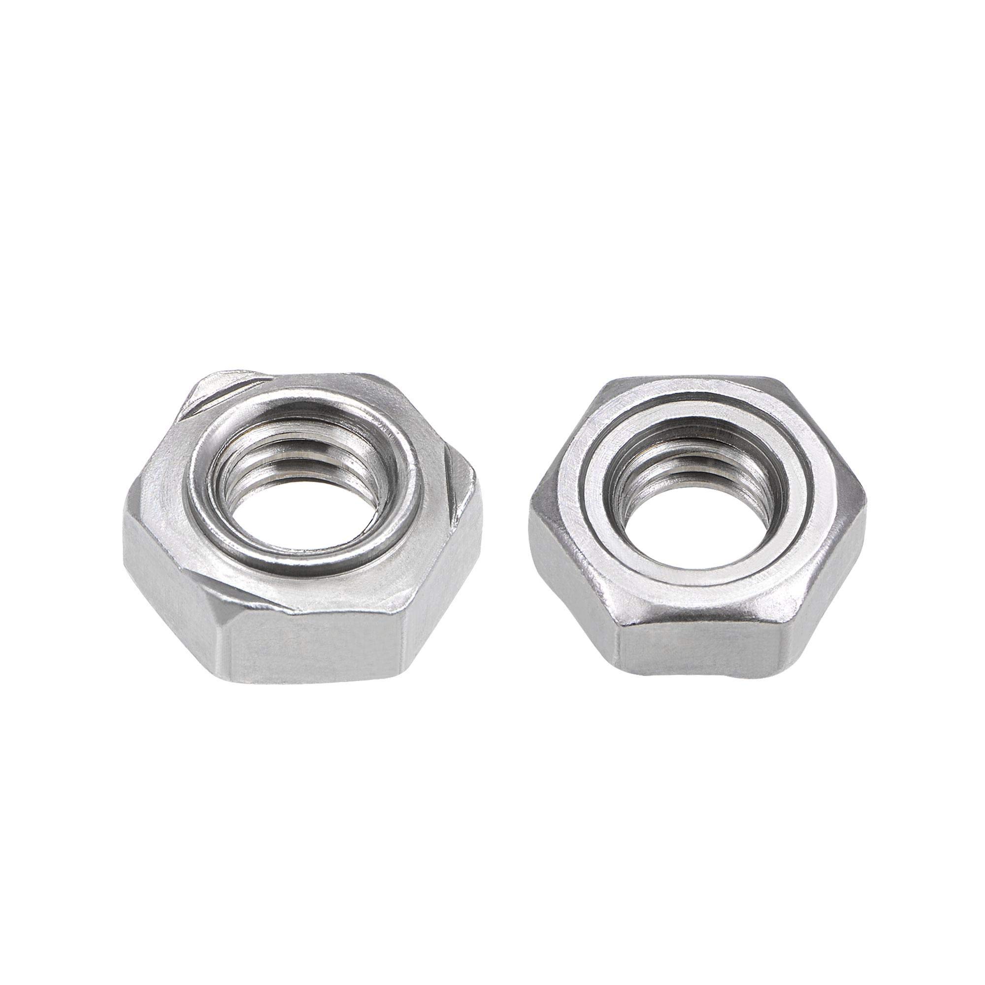 sourcing map Hex Weld Nuts,3/8-16 Carbon Steel with 3 Projections Machine Screw Gray 10pcs