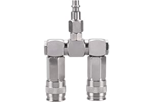 WYNNsky 2 Way Air Hose Splitter 1/4" NPT Compressor Swivel 360 Degrees Connector