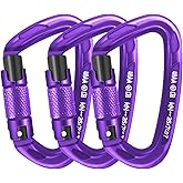 AINIKEY UIAA Certified Professional Heavy Duty Large Locking Carabiner Clips Climbing Carabiner 25kN Auto Locking Carabiner for Rock/Ice Climbing Rappelling Rescue Swing etc, D Shaped