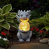 Newinhome Solar Garden Decorations - Dragon Statue with Crackle Glass Ball Light - Garden Decor for Patio, Yard, Lawn, Pathway, Landescape - Housewarming Gifts - Dragon Gifts for Women Mom Grandmom