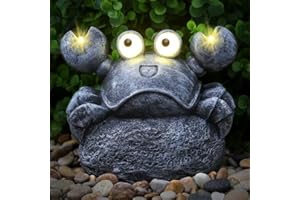 BASONCBS Solar Crab Outdoor Statues for Garden，Outside Decor Yard Art Lawn Ornaments Porch Patio Balcony Home House，Unique Birthdays Gifts for Mom Grandma Women Wife Sister Children (Grey)