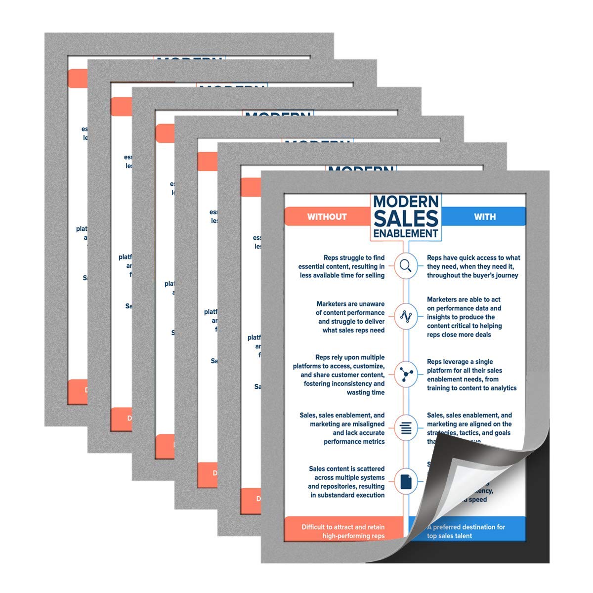 A4 Magnetic Display Frame Self Adhesive Magnetic Paper Holder for License, Photos, Notices, Wall and Windows (Pack of 6,Silver)