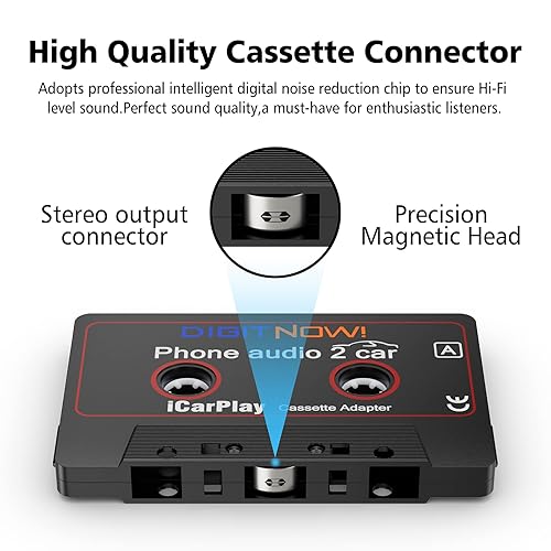 DIGITNOW Car Cassette to Aux Adapter with Cable, Stereo