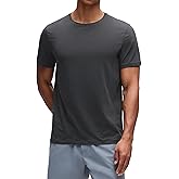 CRZ YOGA Cotton-Blend Athletic Shirts for Men - Short Sleeve Moisture Wicking Soft Workout Casual Tee Tops Basic T-Shirt Mysterious Grey XX-Large