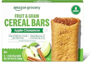 Amazon Grocery, Apple Cinnamon Fruit & Grain Cereal Bars, 1.3 Oz, 8 Ct (Previously Happy Belly, Packaging May Vary)